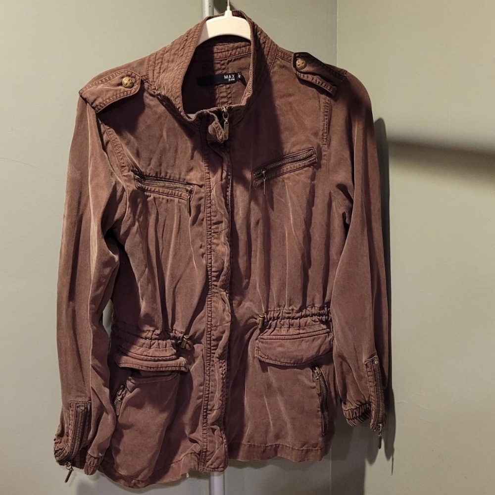 Max Jeans Women's Tencel Utility Jacket Military Style Y2K,  Size‎ M, Brown